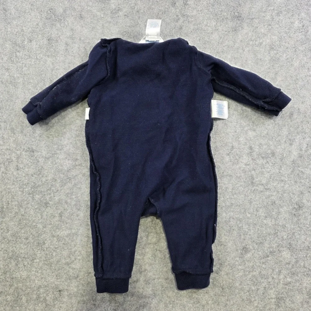 Ralph Lauren Coverall Baby Boys 0-3M Blue Red Polo One Piece Snap Romper